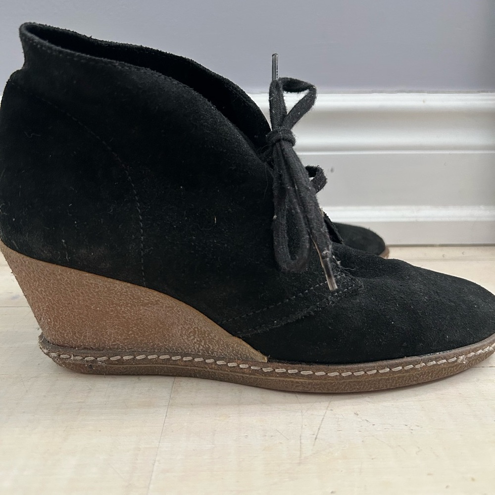 J. Crew MacAlister Black Suede Wedge Ankle Boots